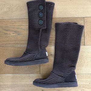 UGG Classic Cardy Knit Boot, Brown, Size 8